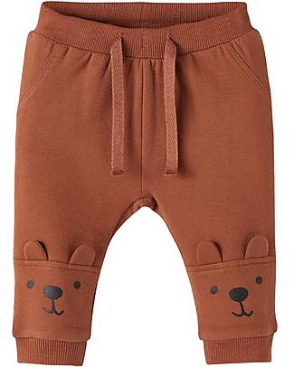 Name it Pantalone Felpato Orsetto - Coconut Shell - Vita Regolabile - Cotone Bio Pantaloni Lunghi