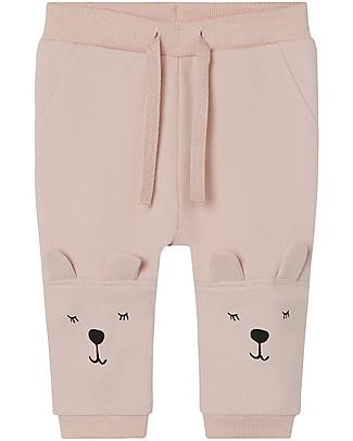 Name it Pantalone Felpato Orsetto - Rose Smoke - Vita Regolabile - Cotone Bio Pantaloni Lunghi
