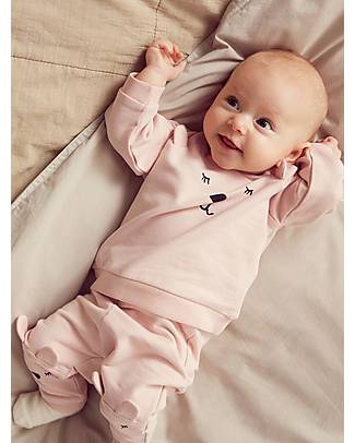 Name it Pantalone Felpato Orsetto - Rose Smoke - Vita Regolabile - Cotone Bio Pantaloni Lunghi
