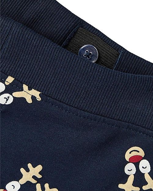 Name it Pantalone Felpato - Renne - Blu Scuro - Cotone Bio Pantaloni Lunghi