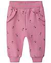 Name it Pantaloni a Vita Elasticizzata con Stampa Floreale - Malva - Cotone Biologico Leggings
