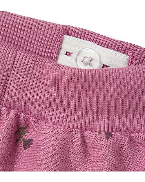 Name it Pantaloni a Vita Elasticizzata con Stampa Floreale - Malva - Cotone Biologico Leggings