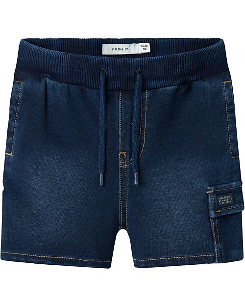 Name it Pantaloni Corti con Coulisse e Tasche Laterali - Denim Scuro Pantaloni Corti