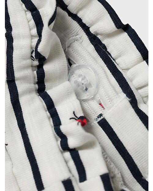 Name it Pantaloni Corti con Coulisse - Jet Stream - Righe - Coccinelle - Cotone Bio Pantaloni Corti