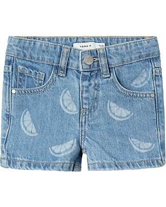 Name it Pantaloni Corti di Jeans Chiaro - Limoni - 100% Cotone Pantaloni Corti