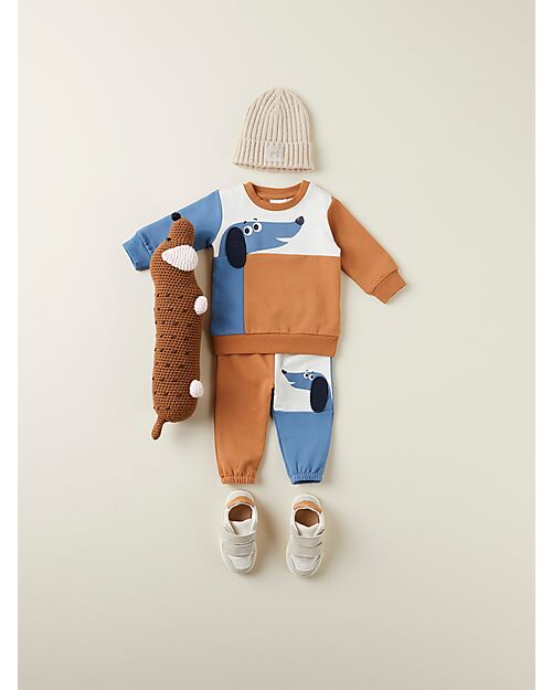 Name it Pantaloni da Tuta con Stampa 3D - Almond - Dog - Cotone Bio Pantaloni Lunghi