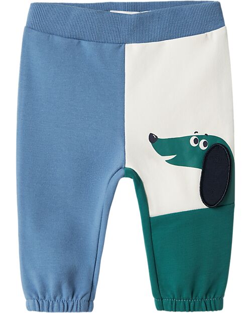 Name it Pantaloni da Tuta con Stampa 3D - Coronet Blue - Dog - Cotone Bio Pantaloni Lunghi