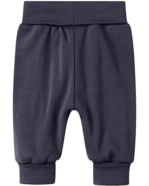 Name it Pantaloni in Tuta con Vita Elasticizzata - Blu Scuro - 100% Lana Merino Pantaloni Lunghi