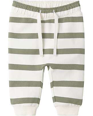 Name it Pantaloni in Tuta - Righe - Verde Tè e Bianco - Cotone Bio Pantaloni Lunghi