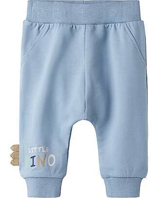 Name it Pantaloni Lunghi Dinosauri - Azzurro - Cotone Bio Pantaloni Lunghi