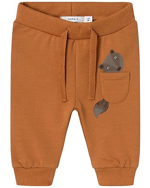 Name it Pantaloni Tuta con Tasca Posteriore e Vita Elasticizzata - Mandorla - Cotone Pantaloni Lunghi