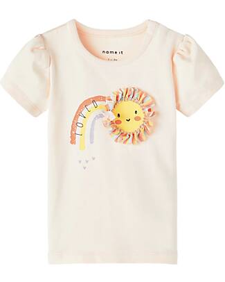 Name it T-shirt con Applique - Créme De Peche - Cotone Organico T-shirt