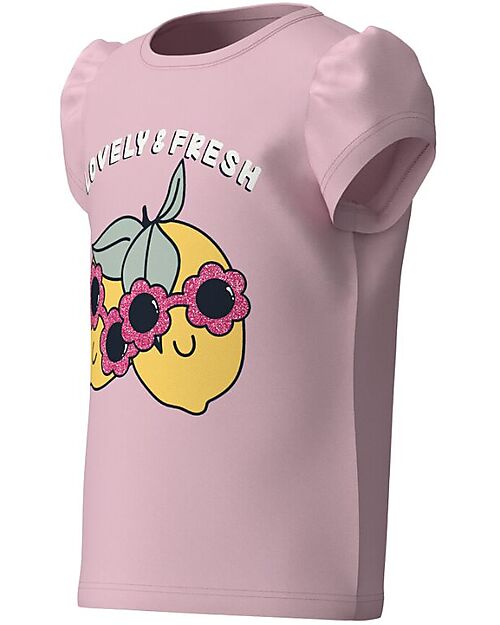 Name it T Shirt con Maniche a Palloncino Parfait Pink Lovely and Fresh 100 Cotone Bio unisex bambini