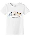 Name it T-Shirt con Stampa Animali - Bianco - Cotone Bio T-shirt