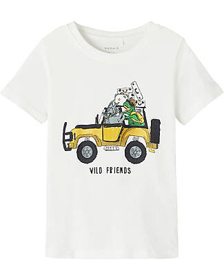 Name it T-Shirt con Stampa Wild Friend - Bianco - 100% Cotone T-shirt