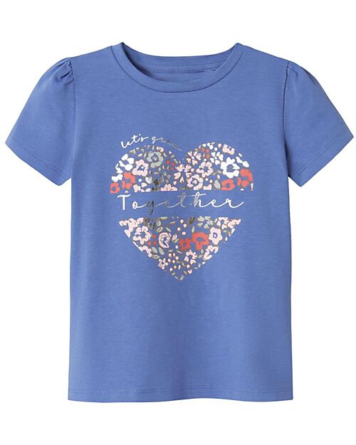 Name it T-Shirt - Cuore - Blu - Cotone Bio T-shirt