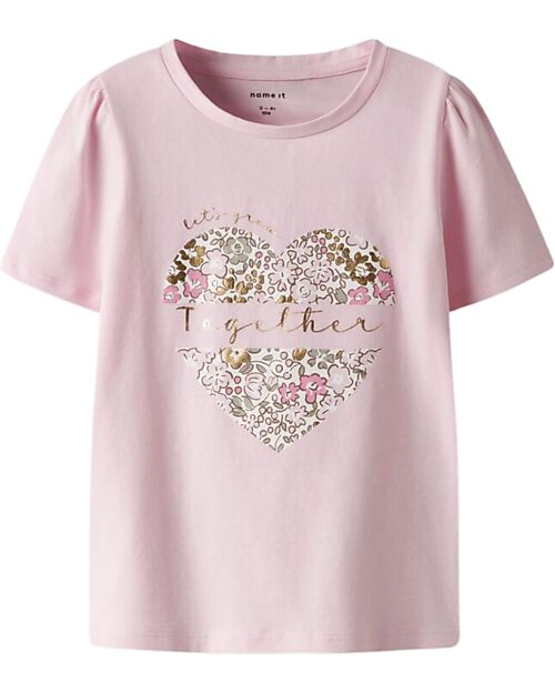 Name it T-Shirt - Cuore - Rosa - Cotone Bio T-shirt