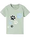 Name it T-Shirt - Silt Green - Paw Print - Cotone Bio T-shirt