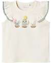 Name it Top con Maniche Volant - Cloud Dancer - Cactus - Cotone Canotte