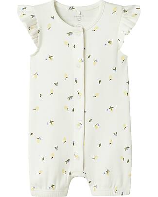 Name it Tutina con Bottoni - Limoni - Panna - Maniche Volant Tutine Corte