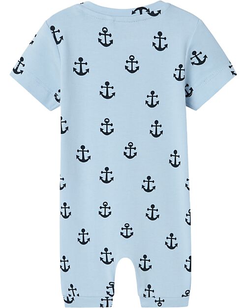 Name it Tutina Maniche Corte - Chambray Blue - Ancore - Cotone Bio Tutine Corte