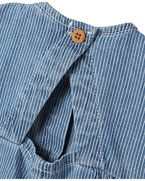 Name it Tutina Smanicata Con Volant - Jeans Chiaro a Righe - 100% Cotone Tutine Corte