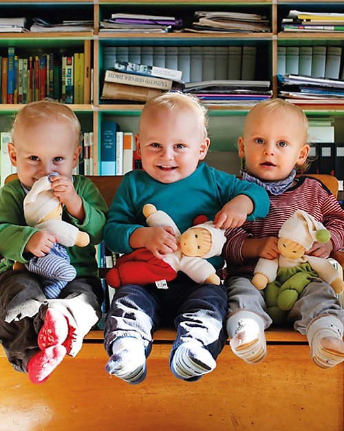 Nanchen Natur Bambola di Pezza Verde, 26 cm - Realizzata a Mano Bambole