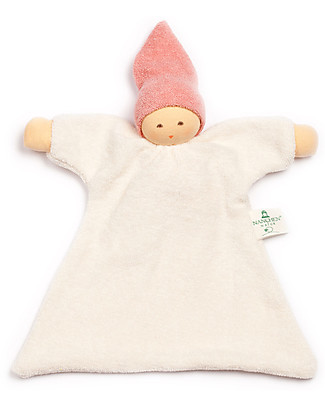 Nanchen Natur Bambolina Doudou 21 cm - Rosa - Cotone bio e Lana Vergine Doudou