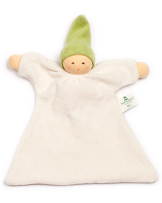 Nanchen Natur Bambolina Doudou 21 cm - Verde - Cotone bio e Lana Vergine Doudou