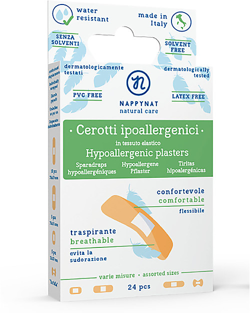 Nappynat Cerotti Ipoallergenici Assortiti, 24 pezzi - Senza PVC, lattice e solventi Cerotti