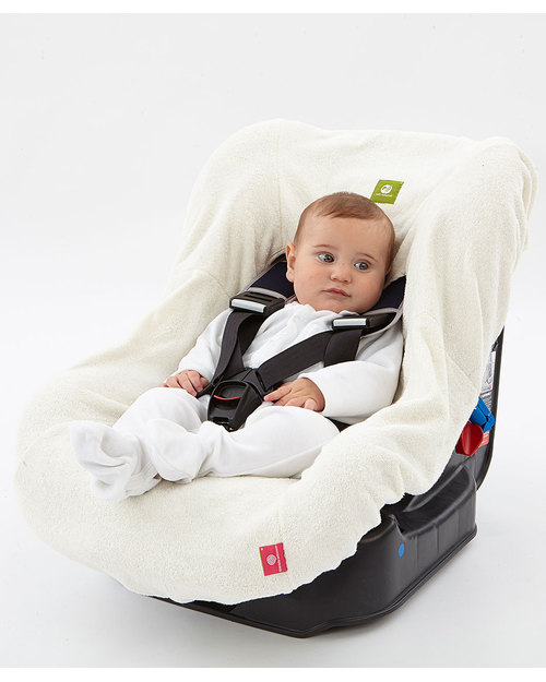 Nati Naturali Copriseggiolino Auto (9-18Kg) - Bianco - 100% Spugna di Cotone Naturale Accessori Seggiolini Auto