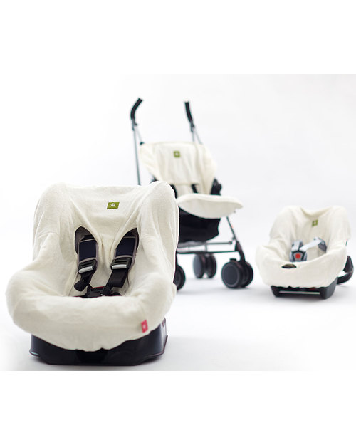 Nati Naturali Copriseggiolino Auto (9-18Kg) - Bianco - 100% Spugna di Cotone Naturale Accessori Seggiolini Auto
