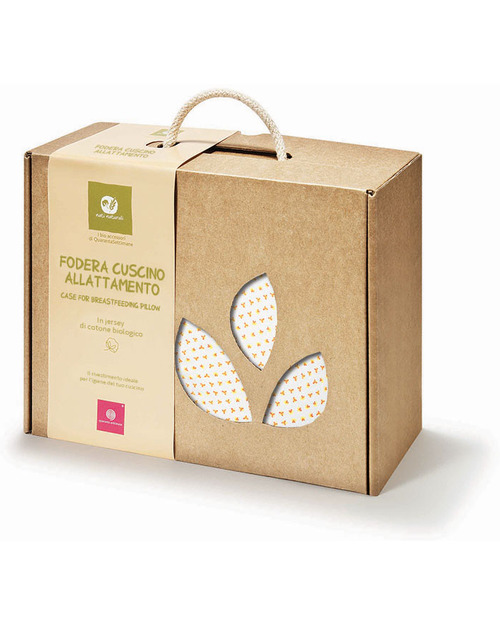 Nati Naturali Fodera Cuscino Allattamento - Fantasia a Fiori Arancio - 100% Jersey di Cotone Bio Cuscini Allattamento_