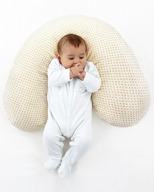 Nati Naturali Fodera Cuscino Allattamento - Fantasia a Fiori Arancio - 100% Jersey di Cotone Bio Cuscini Allattamento_