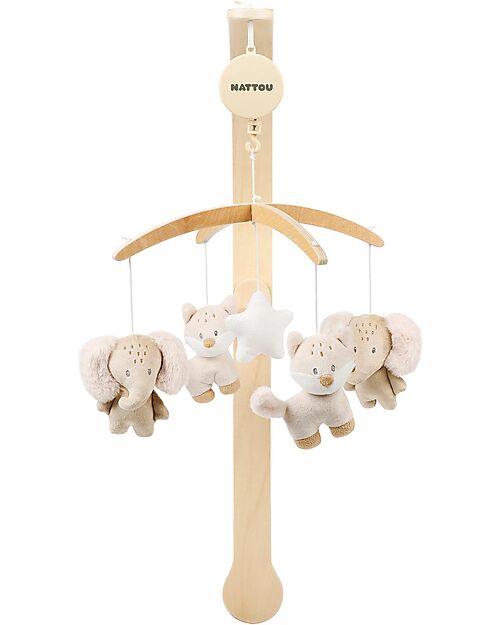 Nattou Giostrina Musicale Flo, Oli ed Ernest - Legno Giostrine