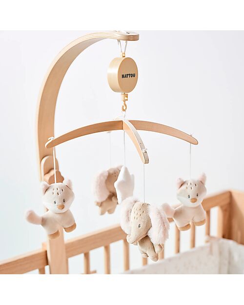 Nattou Giostrina Musicale Flo, Oli ed Ernest - Legno Giostrine