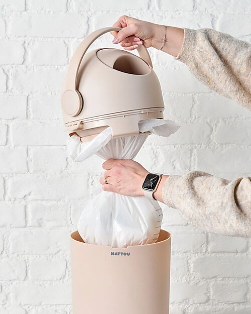 Nattou Mangiapannolini Dropy - Cestino per Pannolini Antiodore - Bianco e Grigio Salviette Bimbo