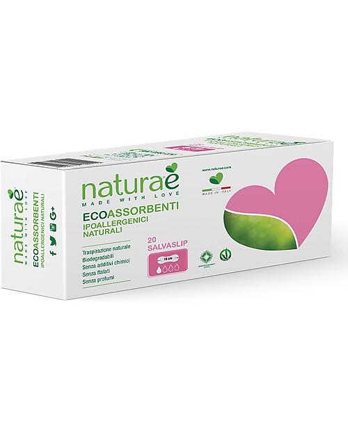 Naturaè Salvaslip Ecoassorbenti, Biodegradabili - Confezione da 20 pezzi Assorbenti