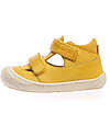 Naturino Sandalo Puffy in Nappa - Giallo - Sole Bone - Chiusura con Doppio Velcro Sandali