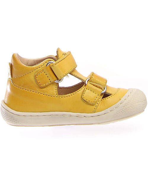 Naturino Sandalo Puffy in Nappa - Giallo - Sole Bone - Chiusura con Doppio Velcro Sandali