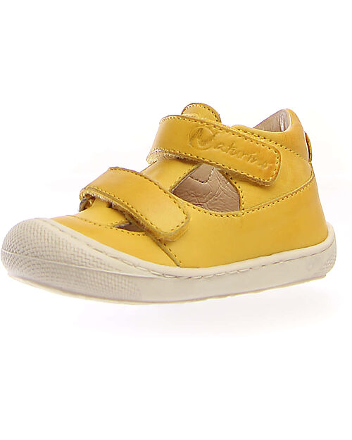 Naturino Sandalo Puffy in Nappa - Giallo - Sole Bone - Chiusura con Doppio Velcro Sandali