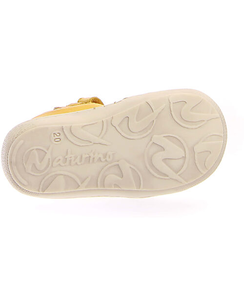 Naturino Sandalo Puffy in Nappa - Giallo - Sole Bone - Chiusura con Doppio Velcro Sandali