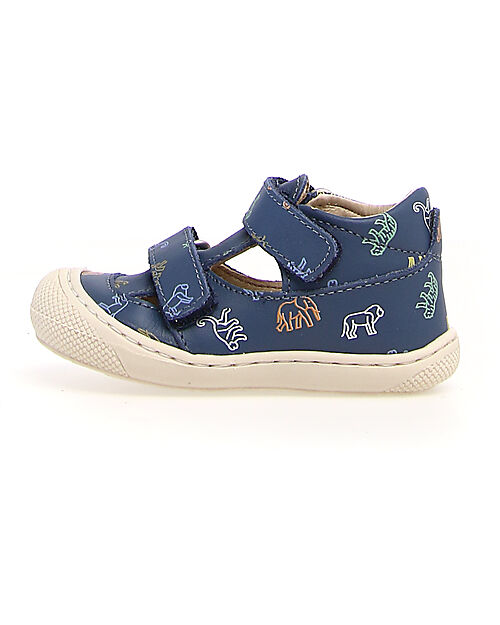 Naturino Sandalo Puffy in Pelle - Blu - Safari - Chiusura con Doppio Velcro Sandali