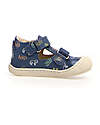 Naturino Sandalo Puffy in Pelle - Blu - Safari - Chiusura con Doppio Velcro Sandali