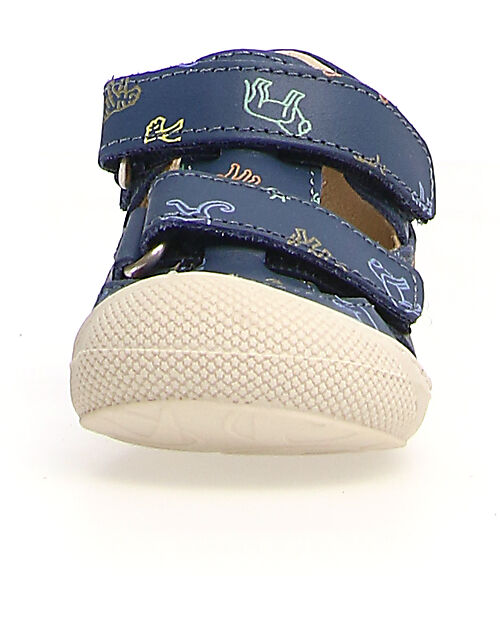 Naturino Sandalo Puffy in Pelle - Blu - Safari - Chiusura con Doppio Velcro Sandali