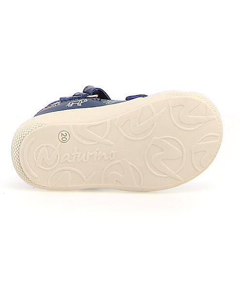 Naturino Sandalo Puffy in Pelle - Blu - Safari - Chiusura con Doppio Velcro Sandali