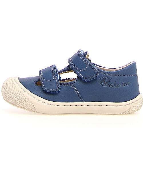 Naturino Sandalo Puffy Low in Pelle - Blu - Chiusura con Doppio Velcro Sandali