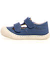Naturino Sandalo Puffy Low in Pelle - Blu - Chiusura con Doppio Velcro Sandali