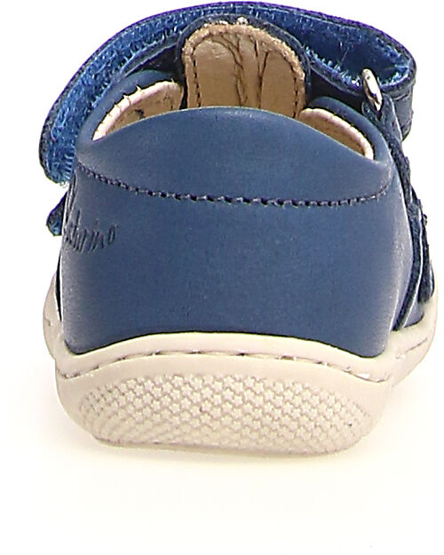 Naturino Sandalo Puffy Low in Pelle - Blu - Chiusura con Doppio Velcro Sandali