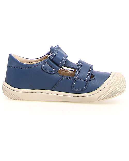 Naturino Sandalo Puffy Low in Pelle - Blu - Chiusura con Doppio Velcro Sandali